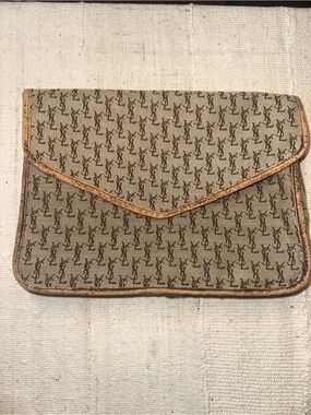 YSL Vintage Envelope Clutch in Beige Monogram
